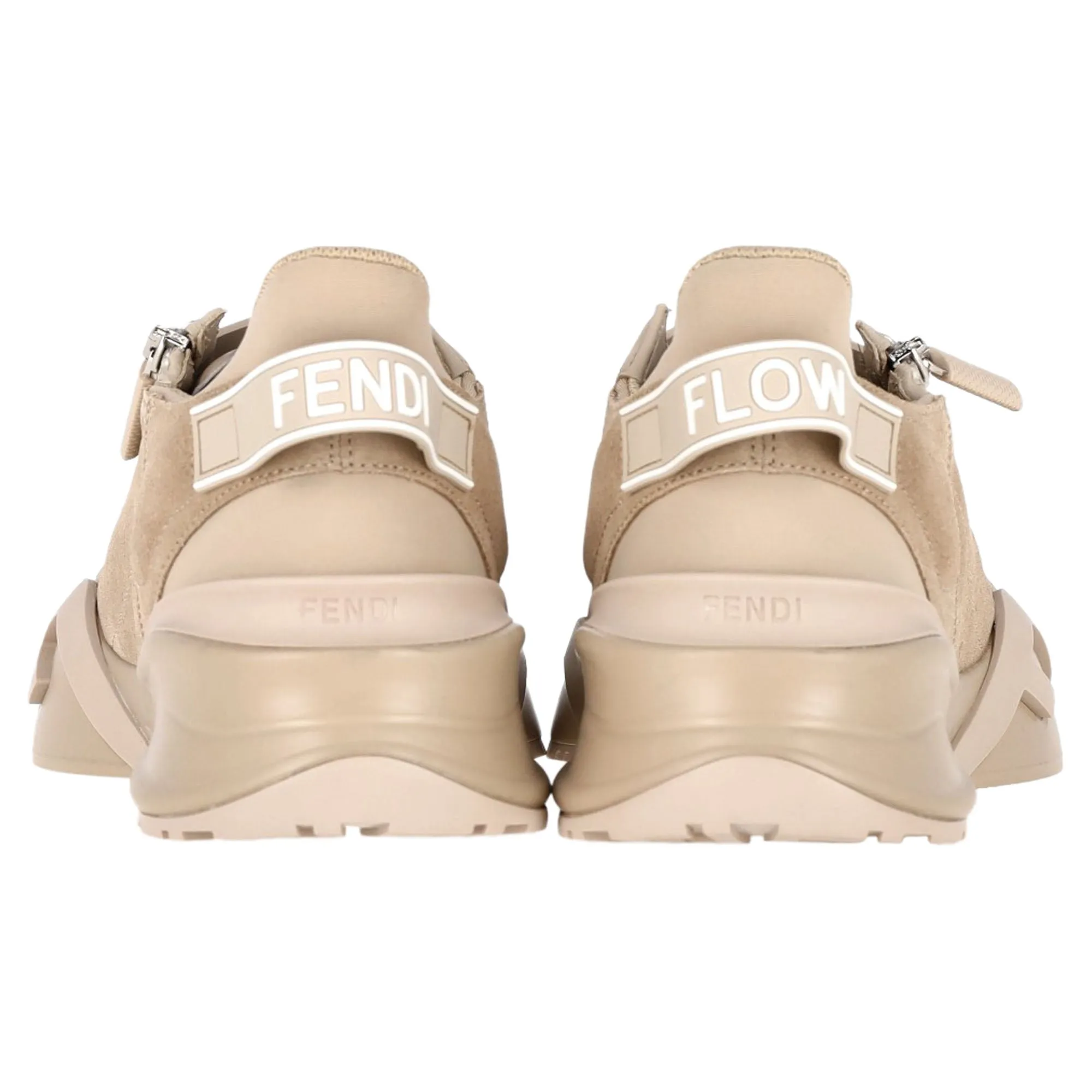 Fendi Flow Low-Top Sneakers in Nude Suede