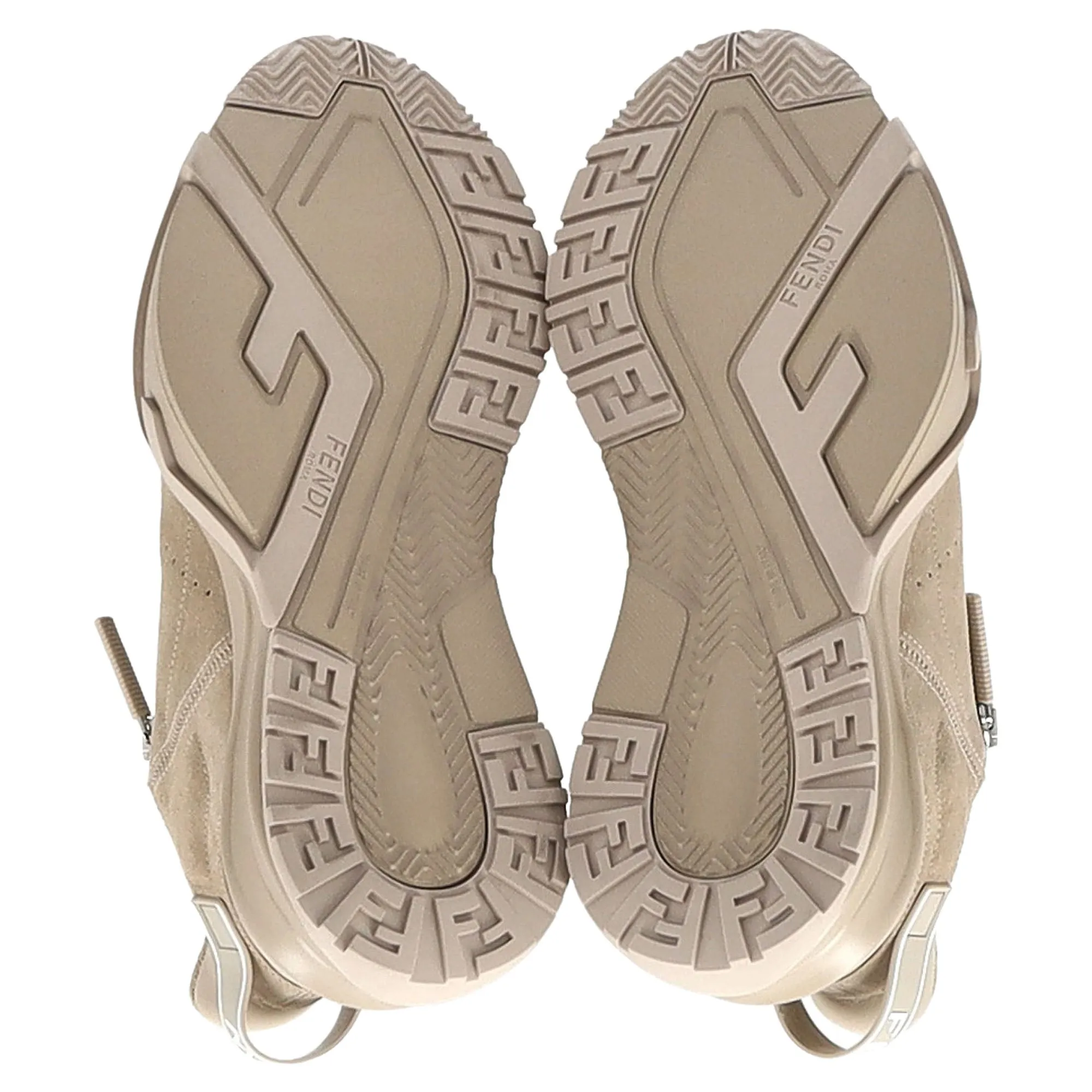 Fendi Flow Low-Top Sneakers in Nude Suede