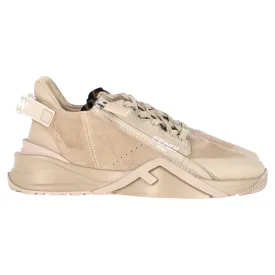 Fendi Flow Low-Top Sneakers in Nude Suede