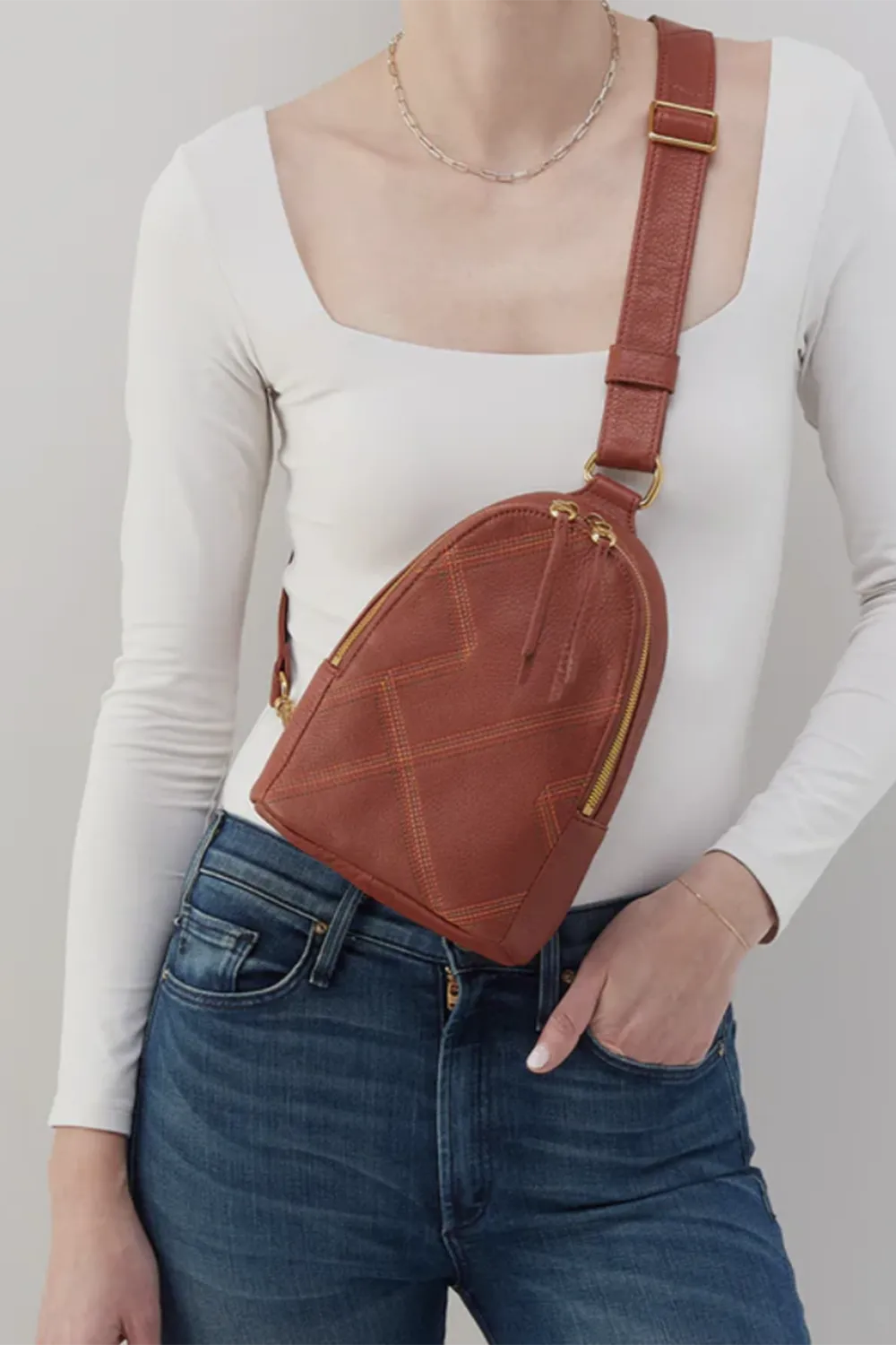 Fern Sling Crossbody Bag - Pebbled Hide Rust