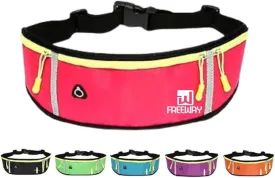 FREEWAYMultifunction Running Bag - Sports belt - Training Belt with Water Bottle Holder - Sports Belt with Zipper - for Men and Women (PINK)