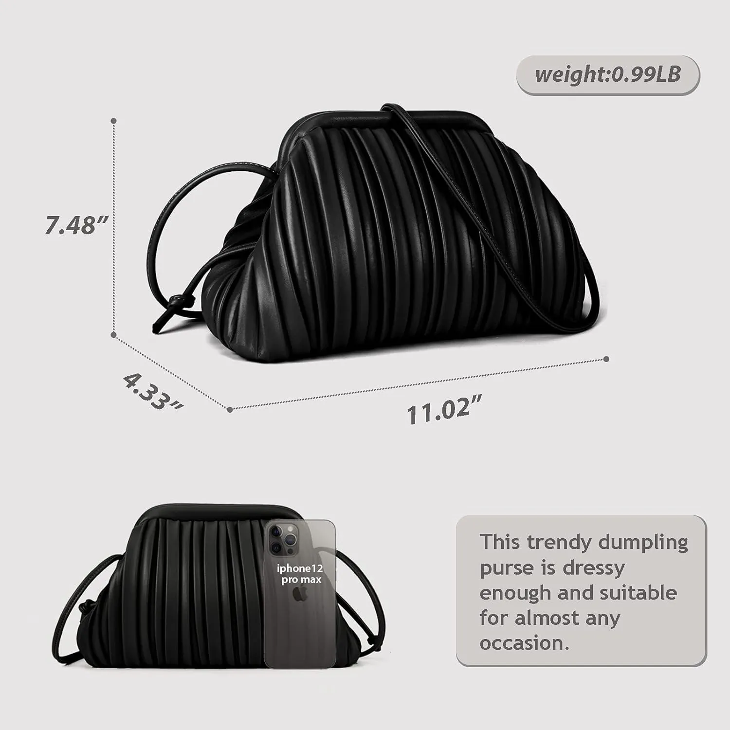 GLITZALL Clutch Purse and Dumpling Bag for Women,Designer Cloud Handbag and Ruched Bag with Detachable Shoulder Strap