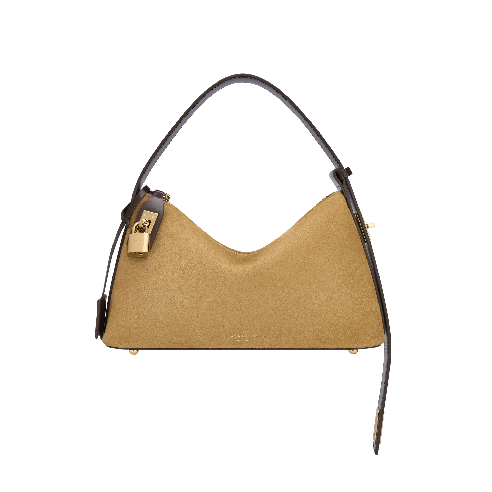 Gold Suede Hobo Bag
