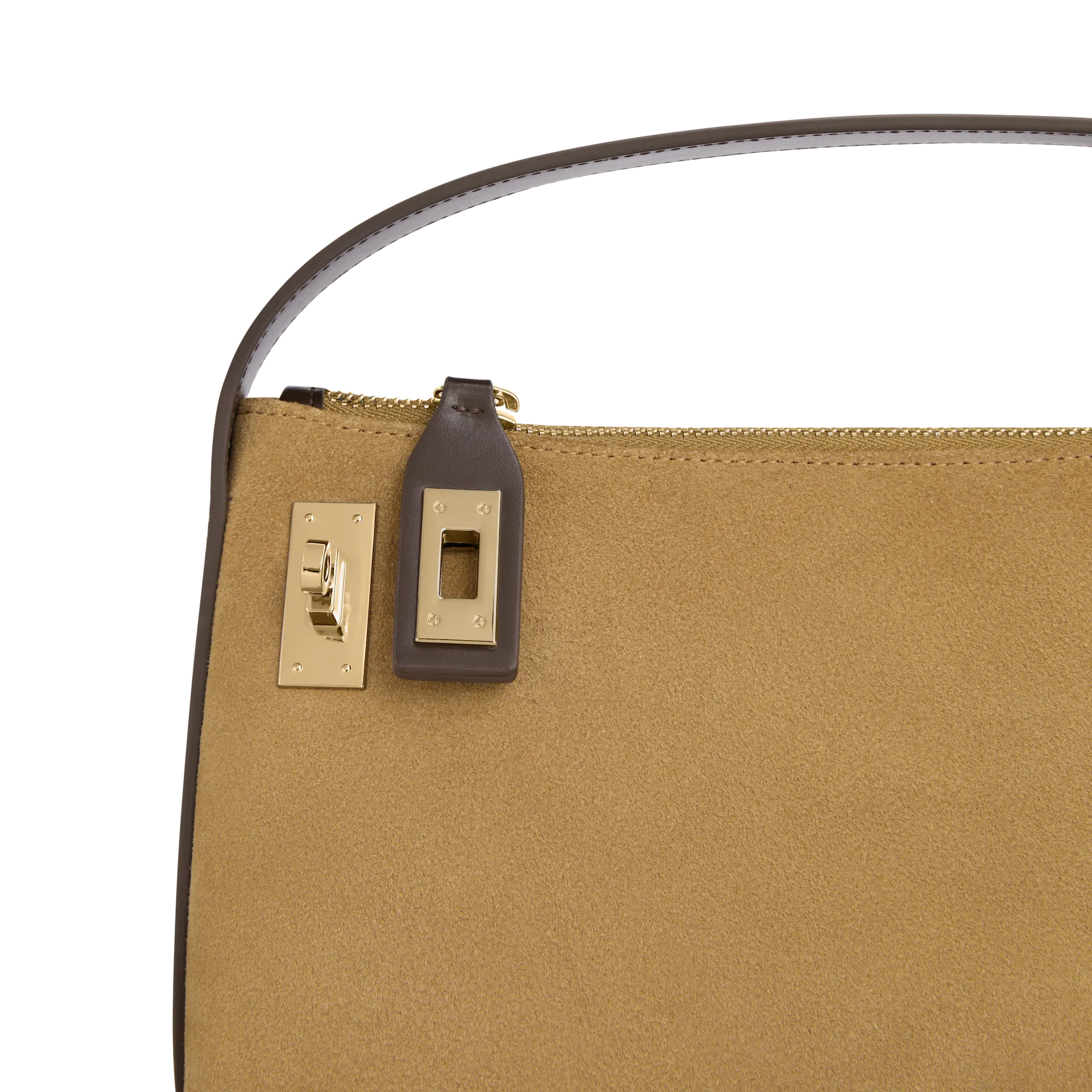 Gold Suede Hobo Bag