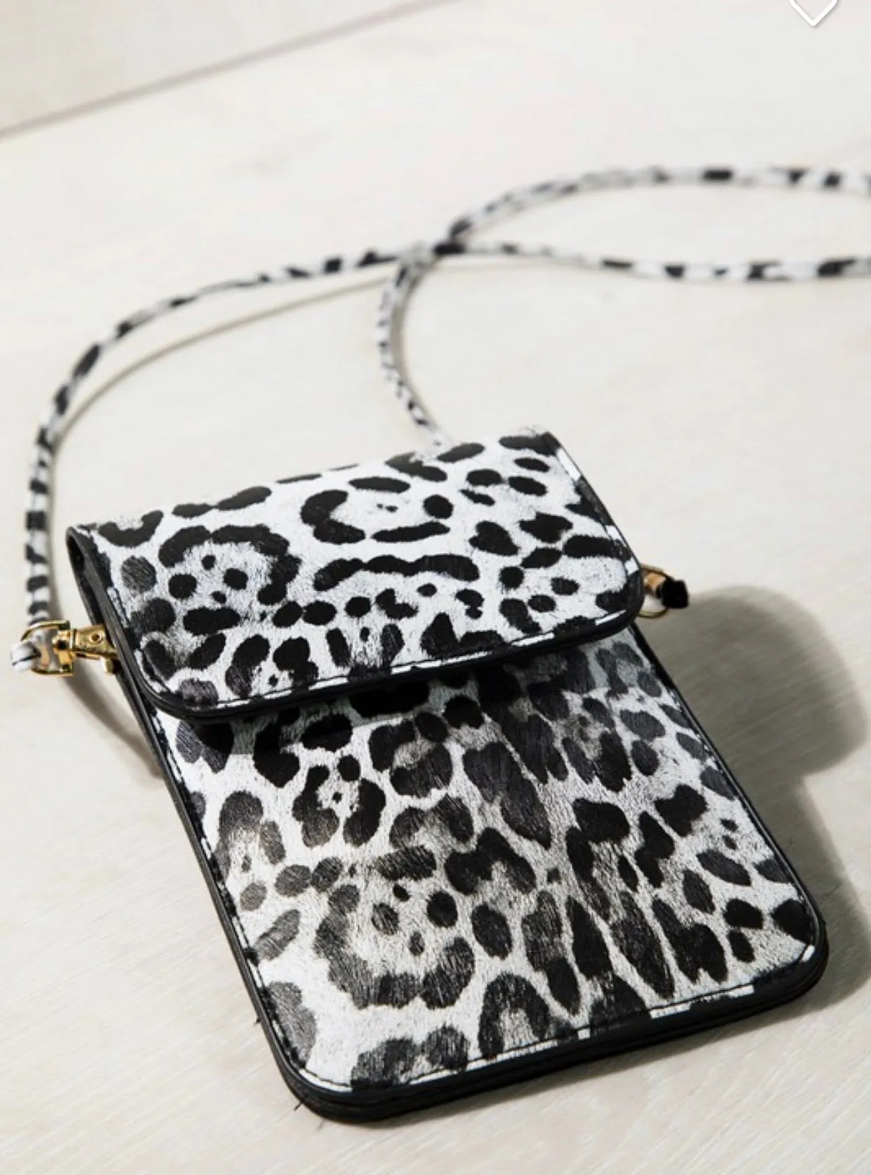 Grey black Leopard Print Cell Phone Crossbody bag