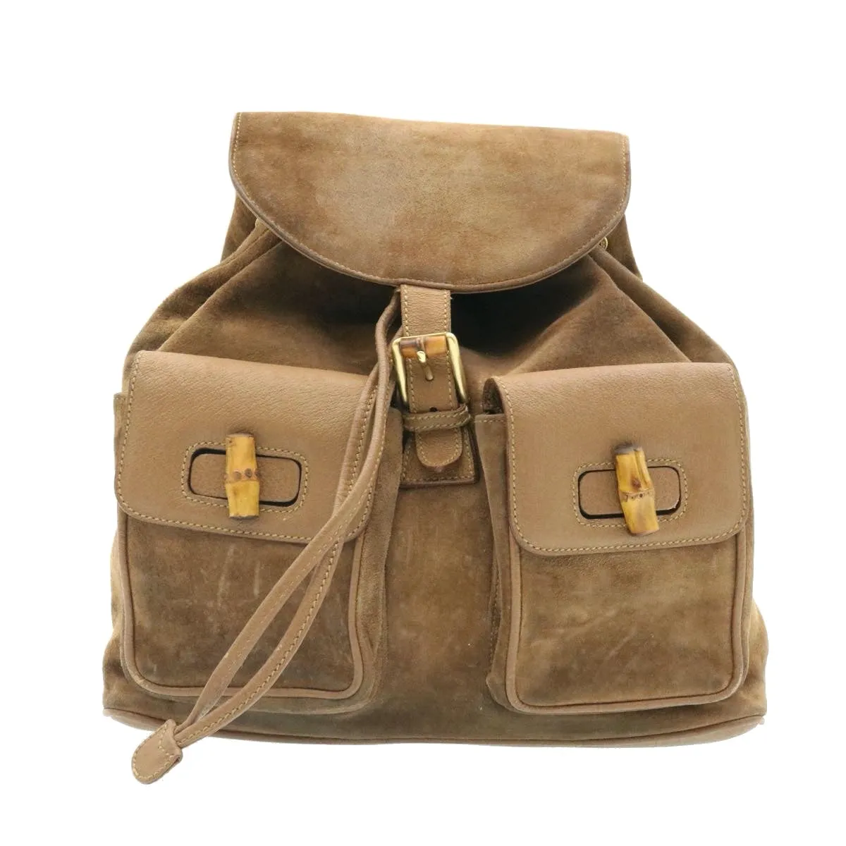 GUCCI Bamboo Backpack Suede Brown  ds086