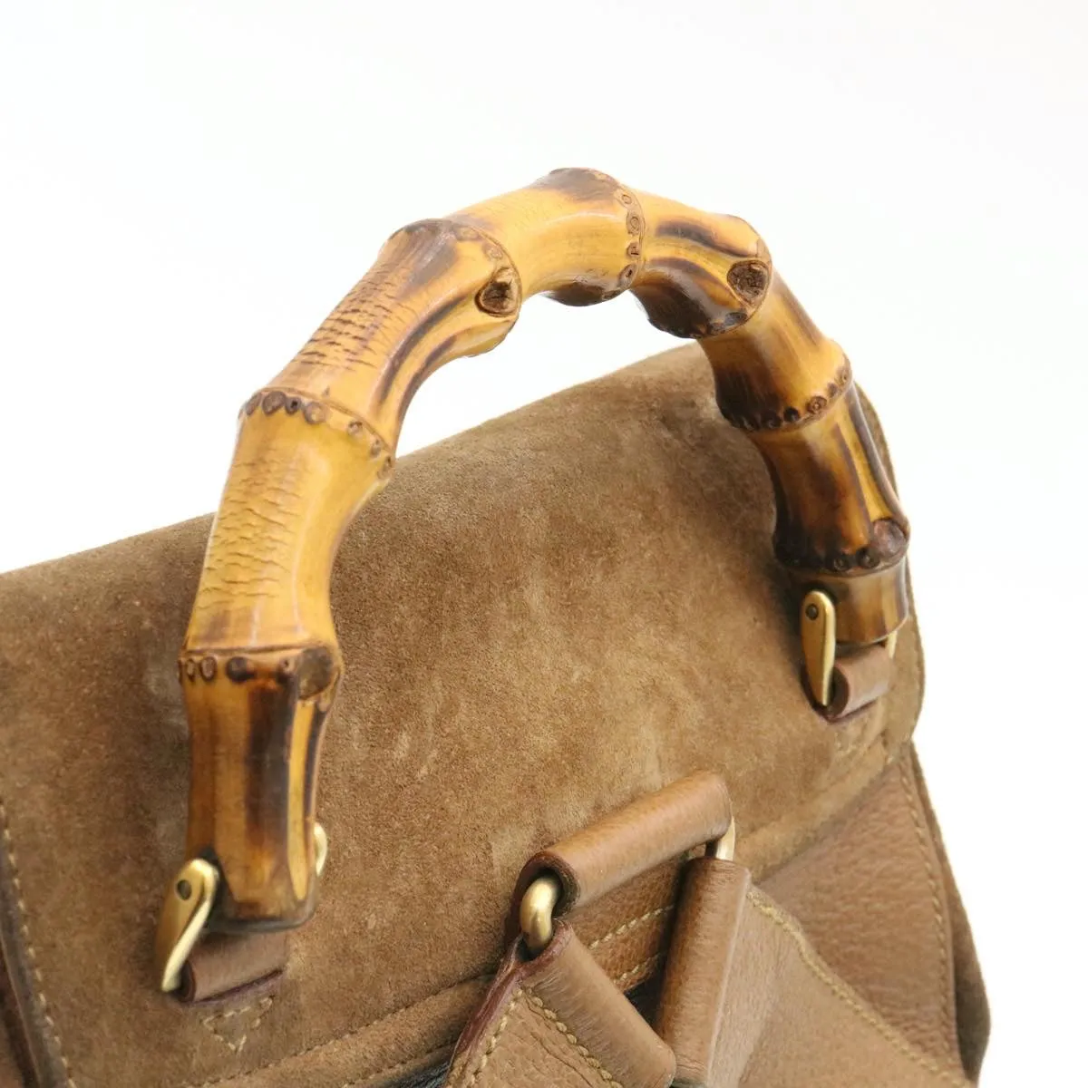GUCCI Bamboo Backpack Suede Brown  ds086
