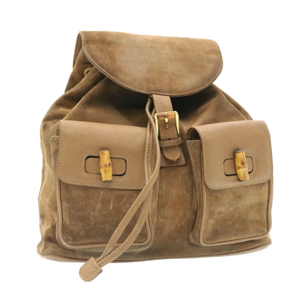 GUCCI Bamboo Backpack Suede Brown  ds086