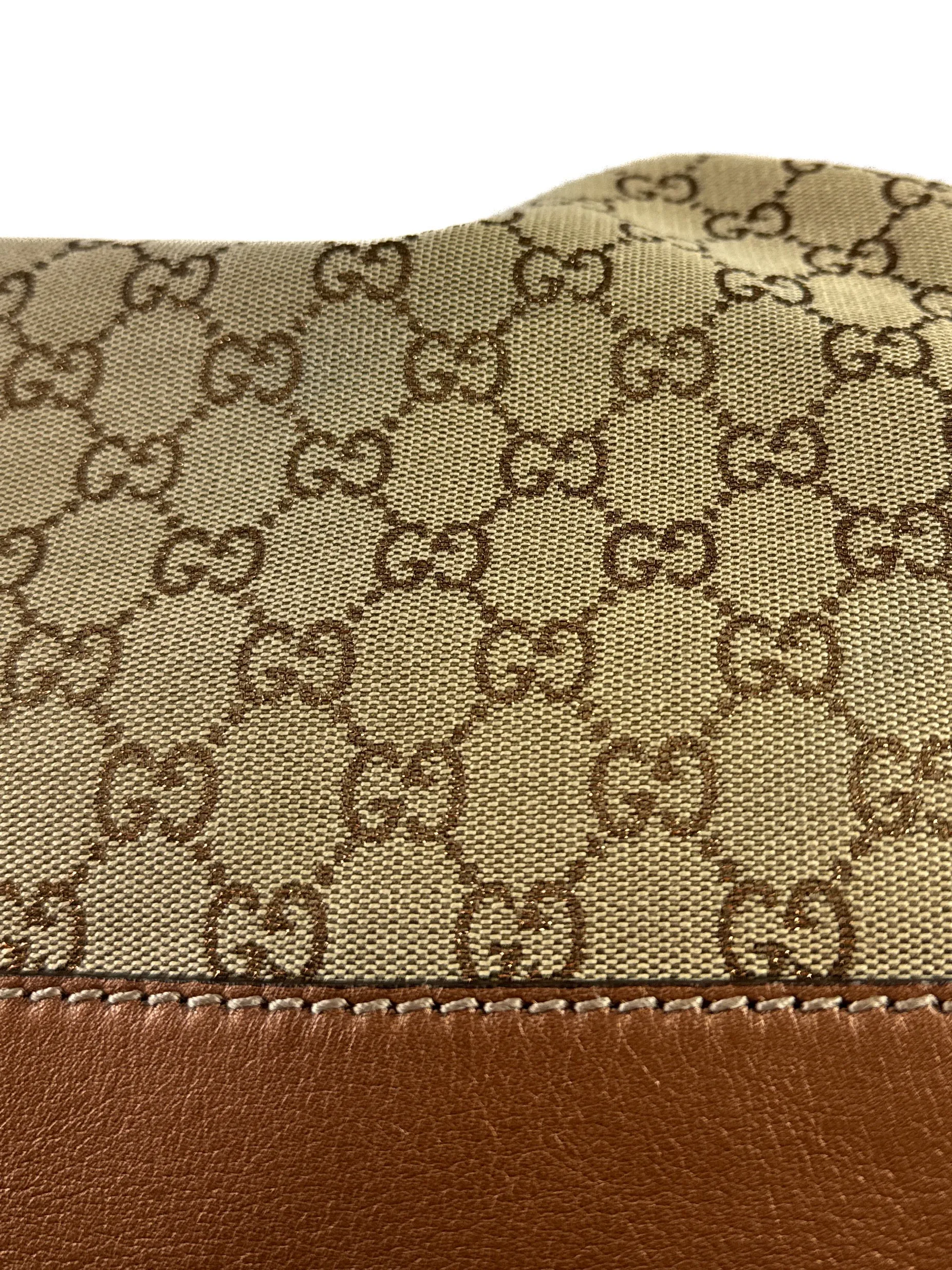 Gucci brown bronze cloth leather medium Sukey hobo shoulder bag