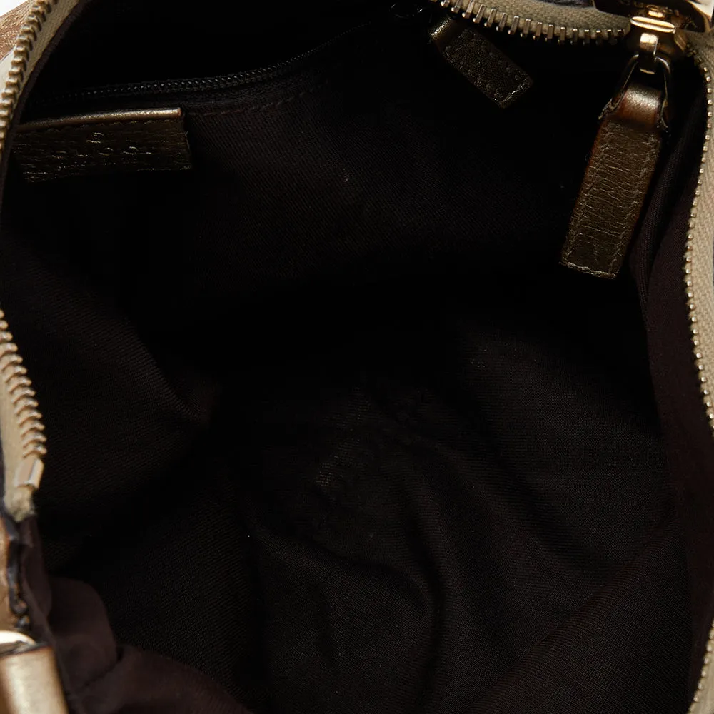 Gucci /gold Gg Canvas And Leather D Ring Hobo