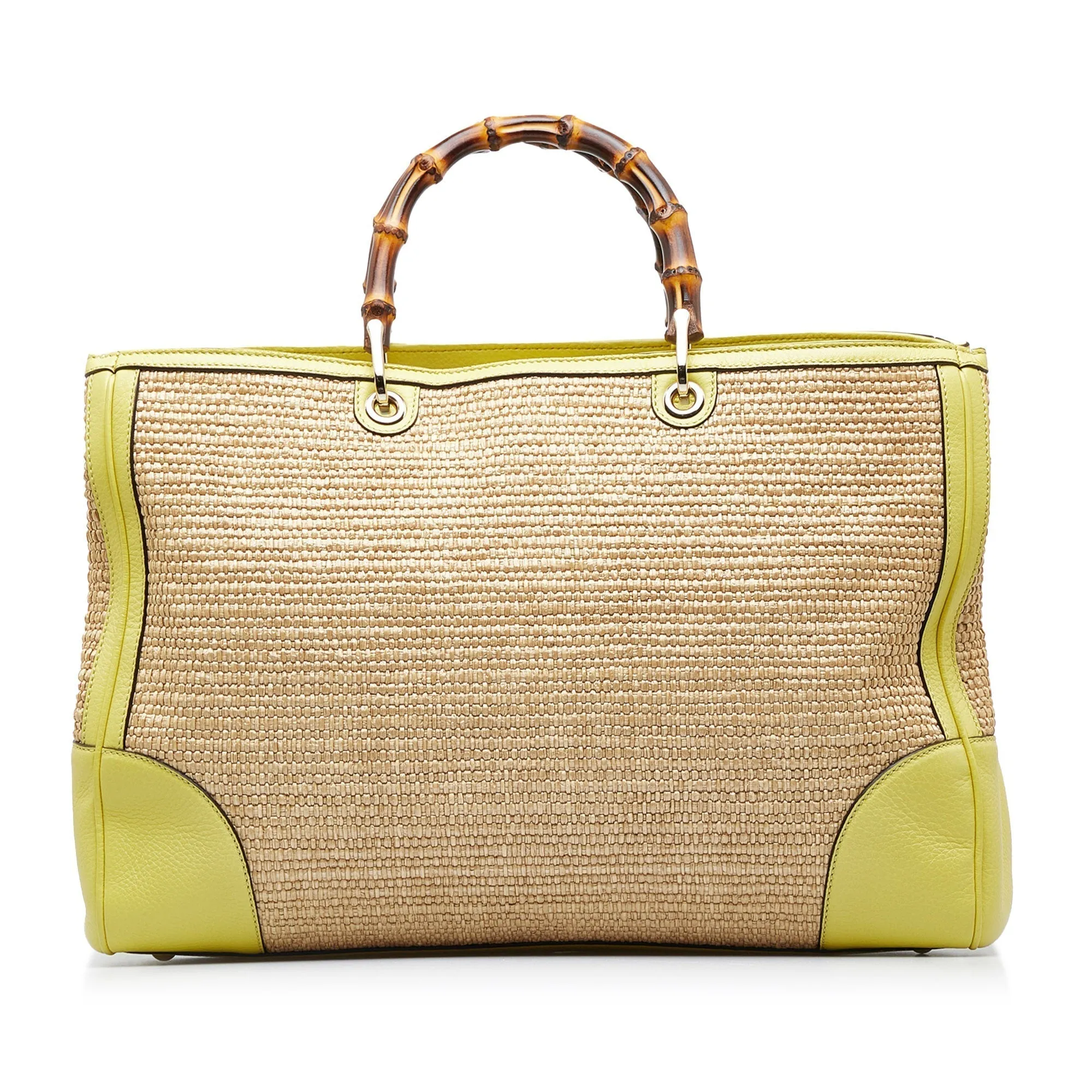 GUCCI Large Bamboo Raffia Satchel
