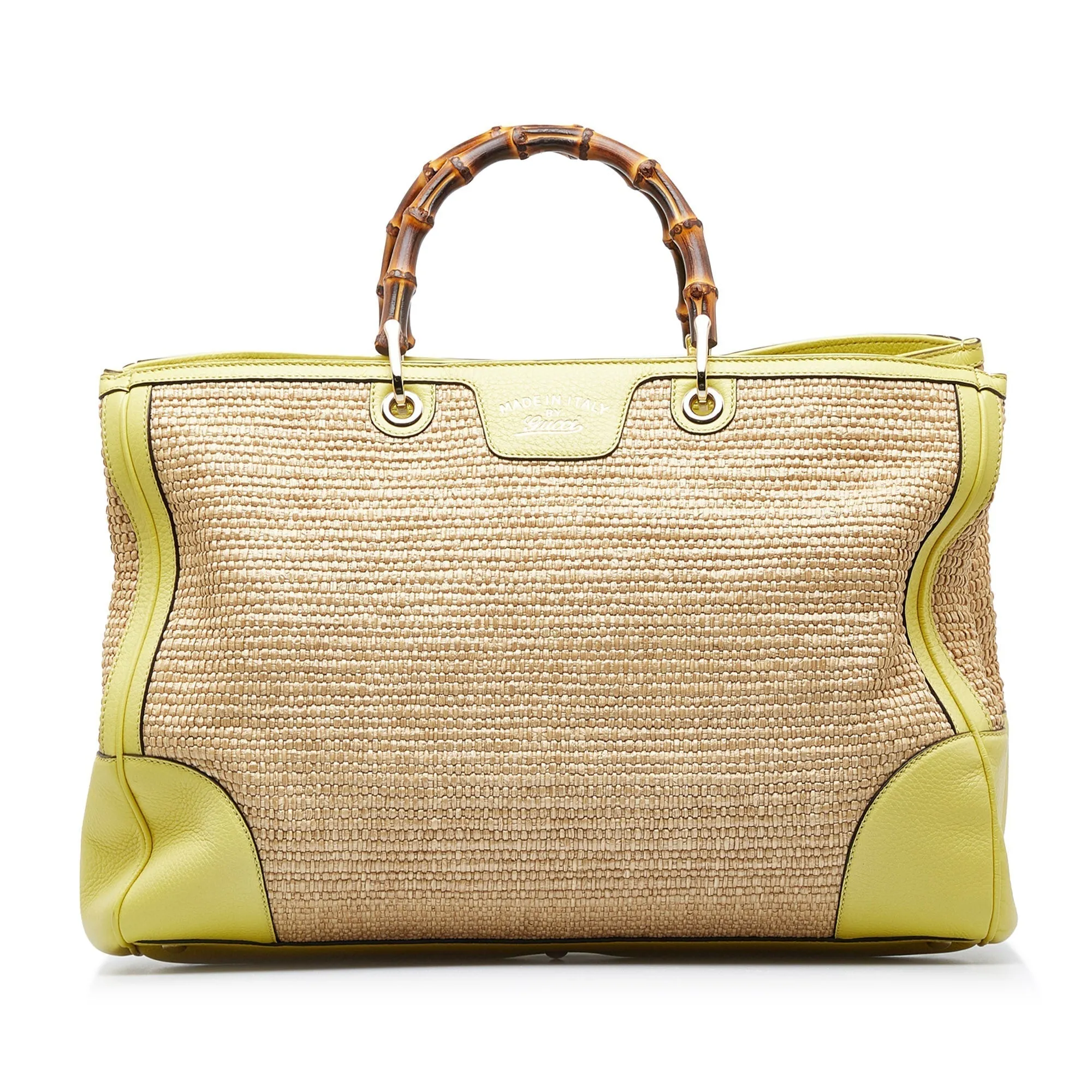 GUCCI Large Bamboo Raffia Satchel