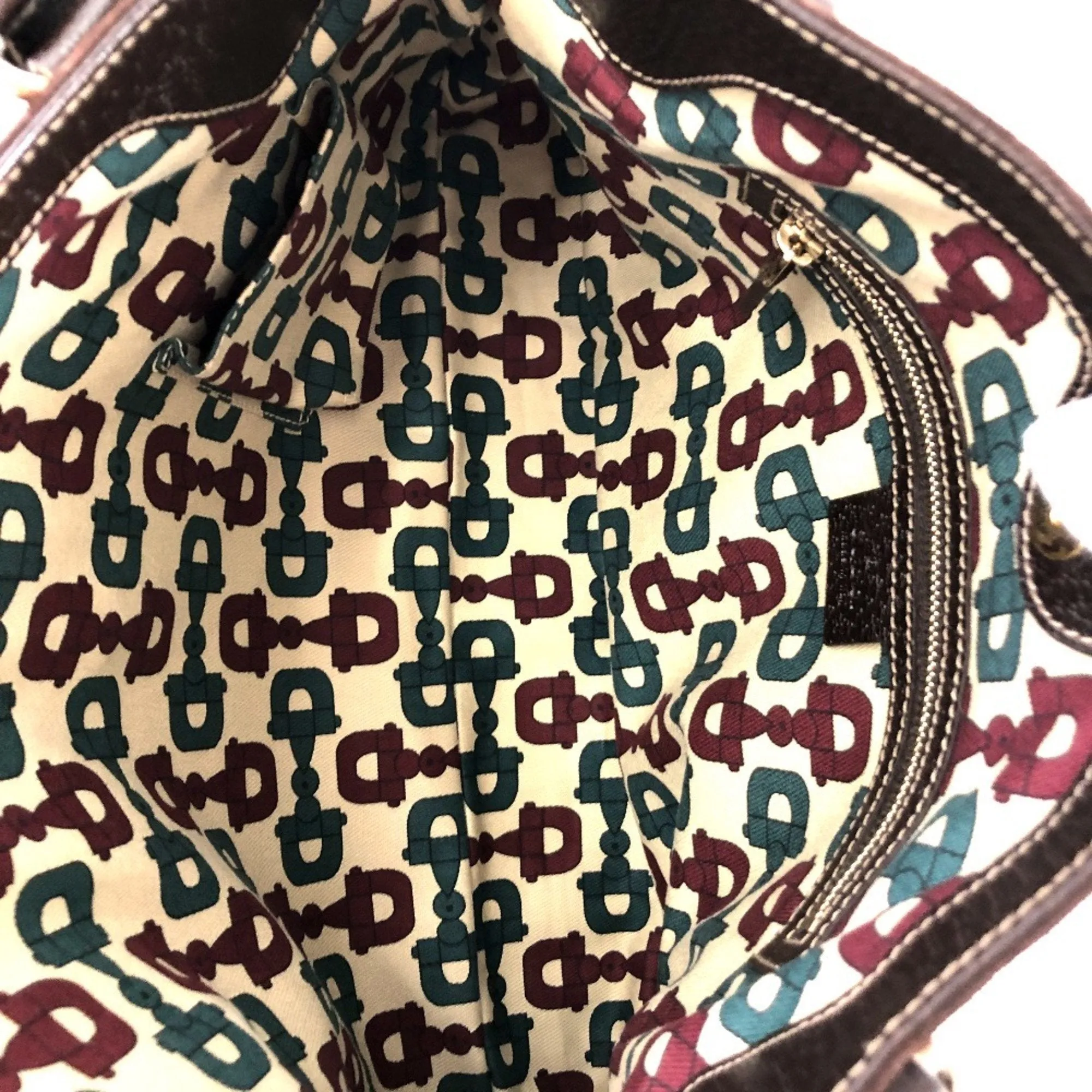 GUCCI shoulder bag GG pattern hand 163288 suede leather brown gold hardware ladies
