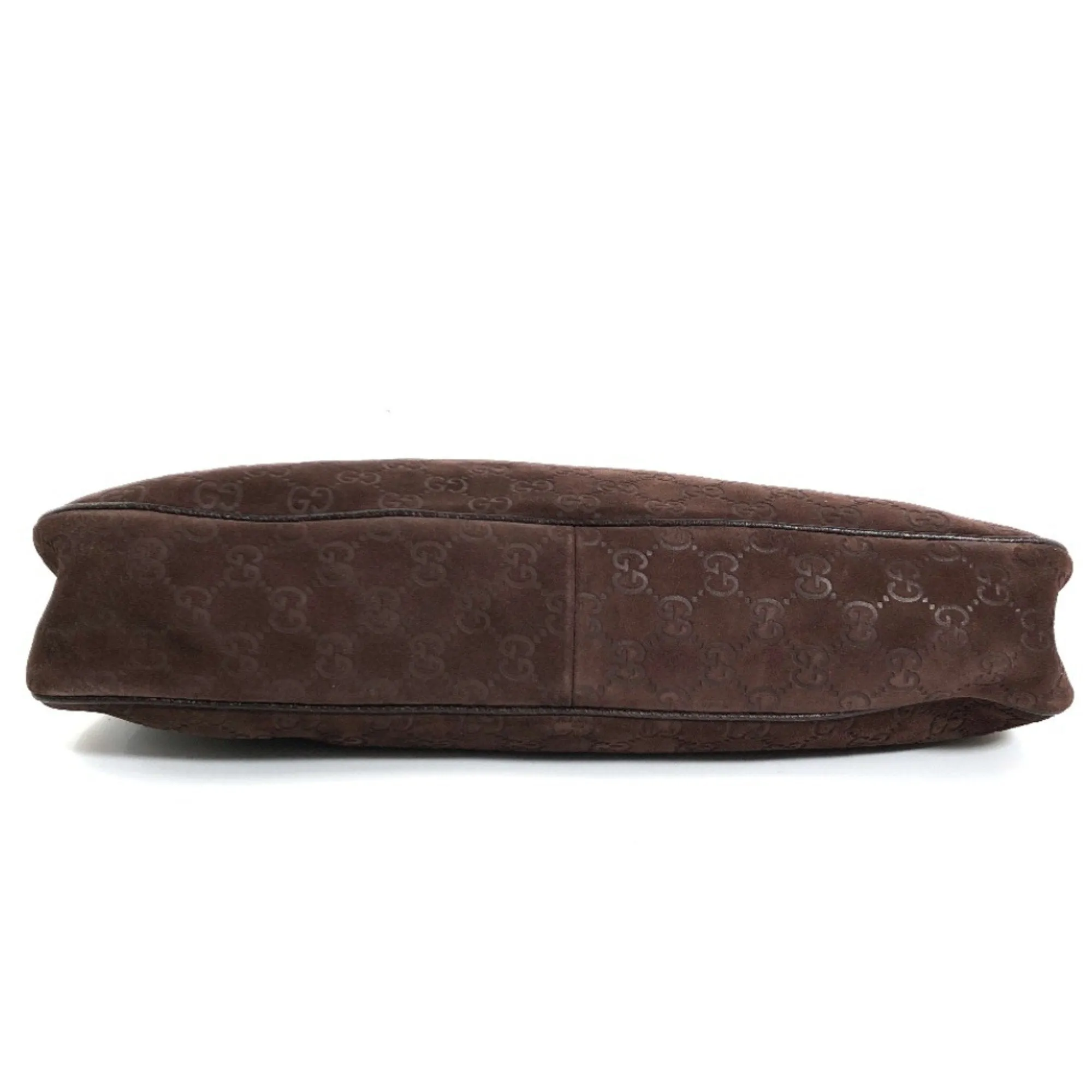 GUCCI shoulder bag GG pattern hand 163288 suede leather brown gold hardware ladies