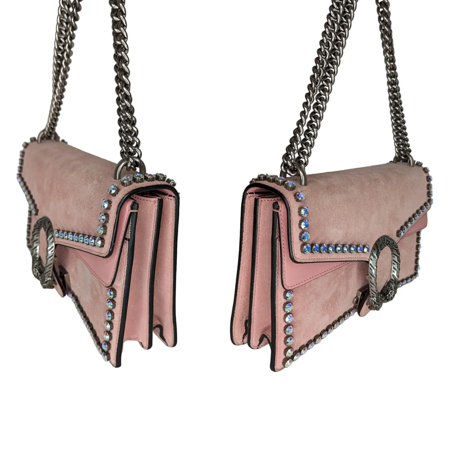 Gucci Suede Crystal Small Dionysus Shoulder Bag Peonia