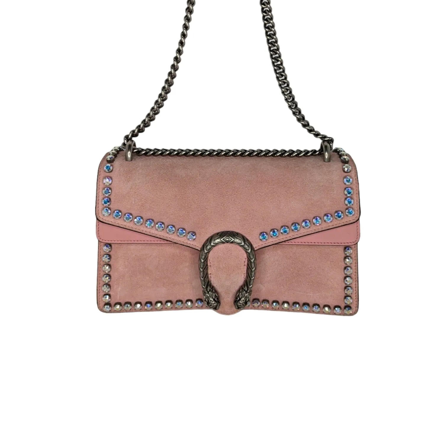 Gucci Suede Crystal Small Dionysus Shoulder Bag Peonia