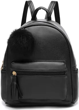 IHAYNER Mini Backpack Purse for Girls Teens Women Purses PU Leather Pom Backpack Shoulder Bag with Charm Tassel
