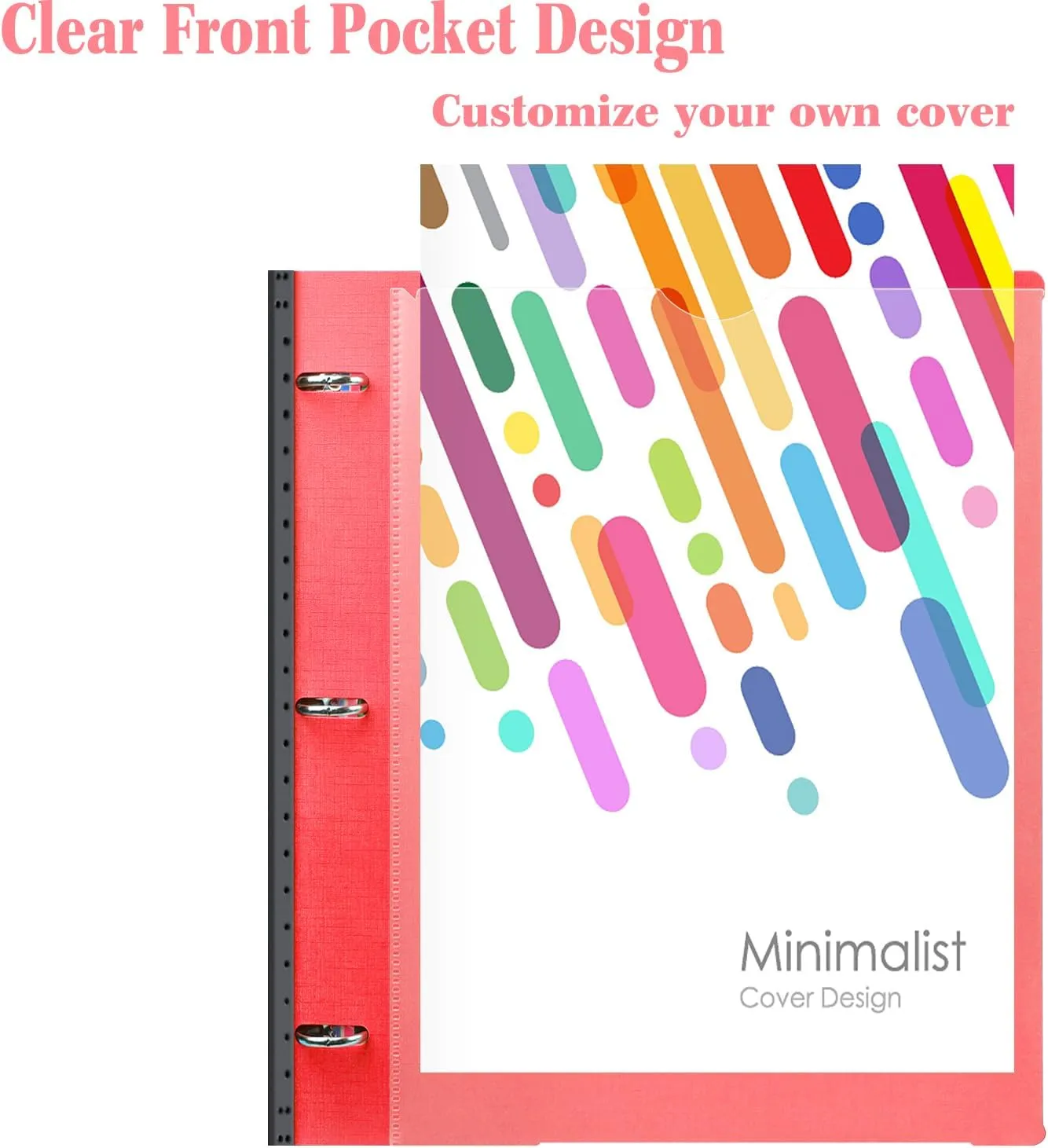 INFUN 1 INCH All-in-one Telescoping Binder Notebook,1 INCH 3 Ring Binder with 1 Plastic Movable Pocket Folder,5 Plastic Subject dividers and Graph Paper and College Ruled Paper, Holds 225 Sheets- Red