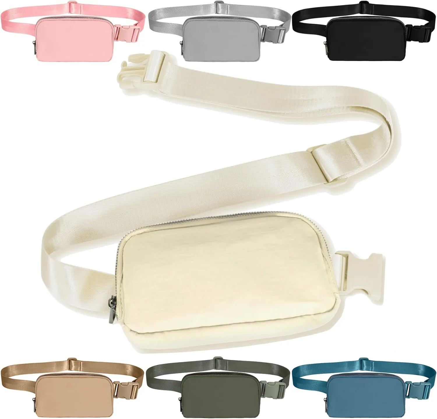 INTINI Everywhere Belt Bag  Small, Slim, and Stylish Mini Crossbody Fanny Pack for Women 50 Inch Waist (S - Beige)
