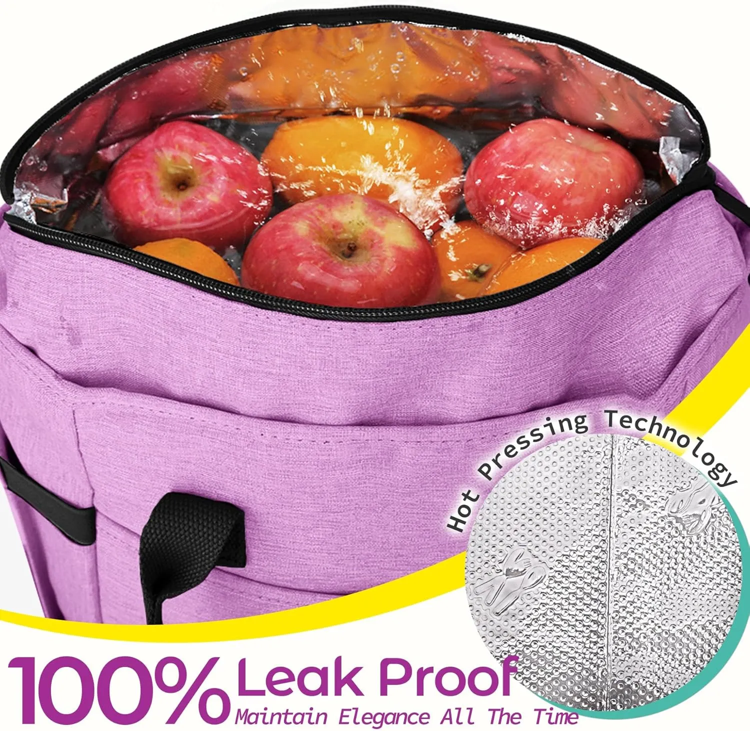 KIPBELIF Cute&Classy Roomy Insulated Lunch Bags for Women - Stylish & Functional Large Tote Adult Lunch Box for Working & Picnic (Purple, M)
