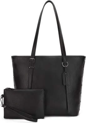KL928 Handbag for Women Tote Bag PU Leather Large Shoulder Bag Top Handle Satchel Purses 2Pcs Set