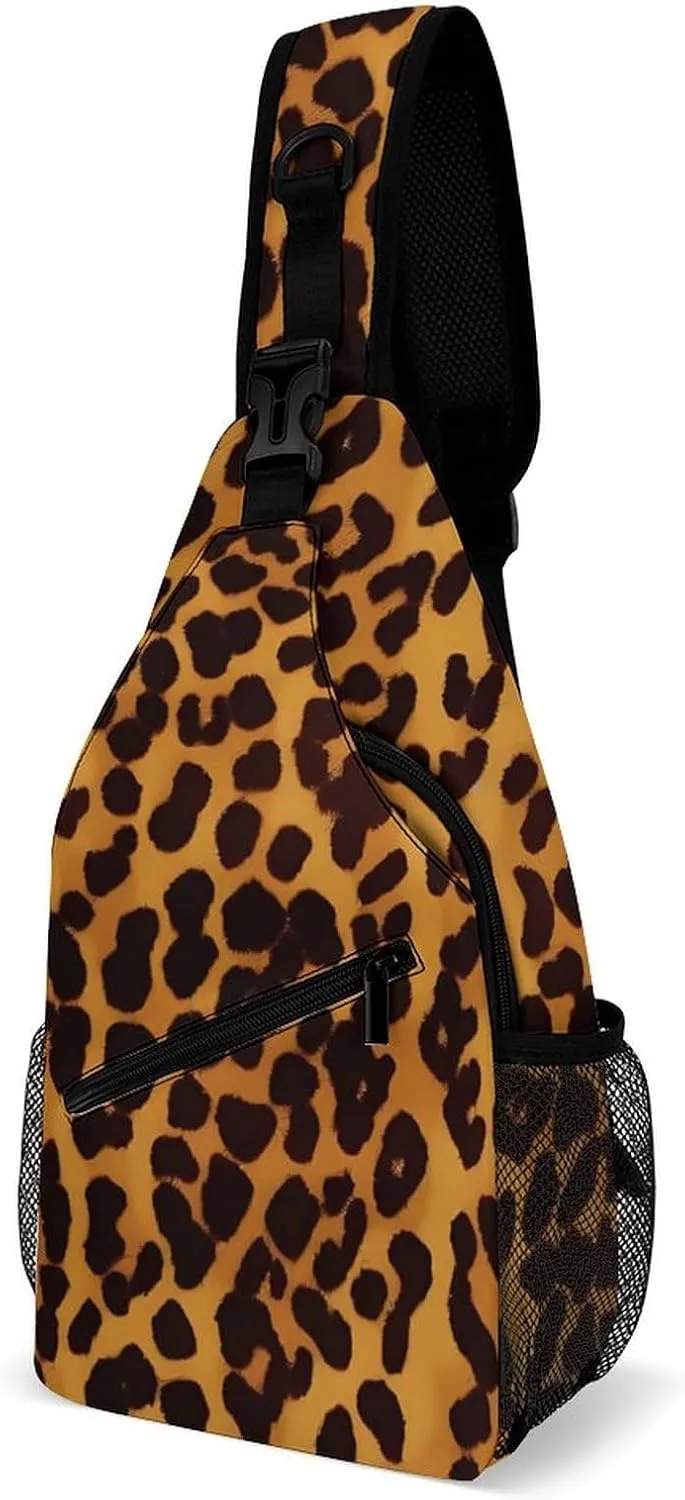 Lightweight Chest Bag Crossbody Bag Cool Cheetah Leopard Sling Backpack for Women Men Sports Travel