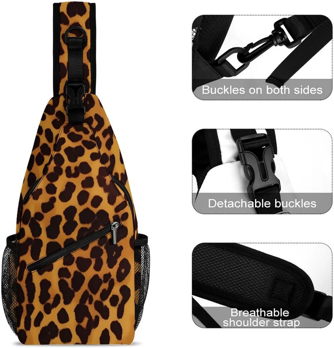Lightweight Chest Bag Crossbody Bag Cool Cheetah Leopard Sling Backpack for Women Men Sports Travel