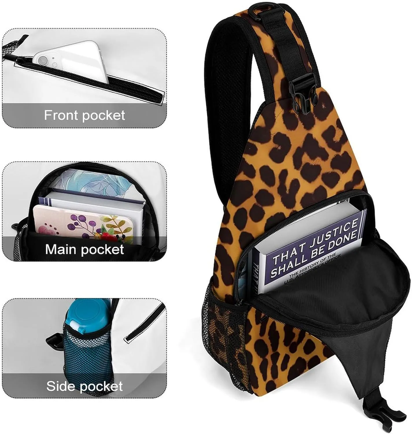 Lightweight Chest Bag Crossbody Bag Cool Cheetah Leopard Sling Backpack for Women Men Sports Travel