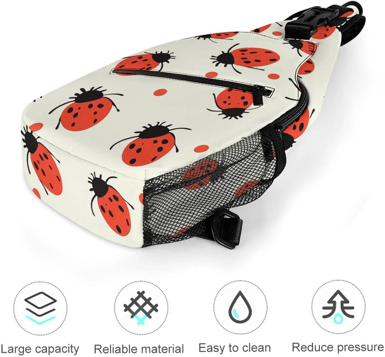 Lightweight Chest Bag Crossbody Bag Ladybugs Pattern Infinite Speckled Sling Backpack for Women Men Sports Travel