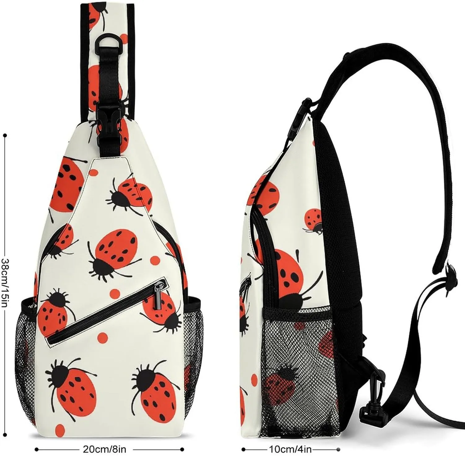Lightweight Chest Bag Crossbody Bag Ladybugs Pattern Infinite Speckled Sling Backpack for Women Men Sports Travel