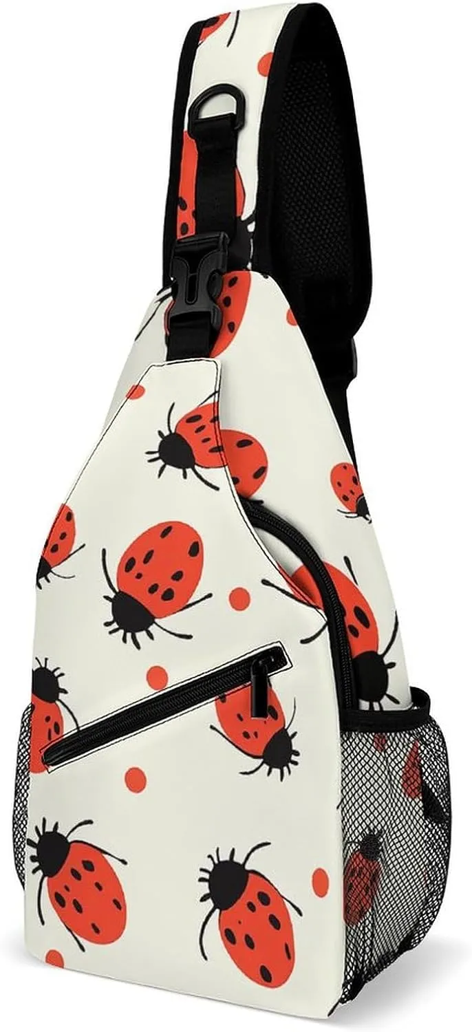 Lightweight Chest Bag Crossbody Bag Ladybugs Pattern Infinite Speckled Sling Backpack for Women Men Sports Travel