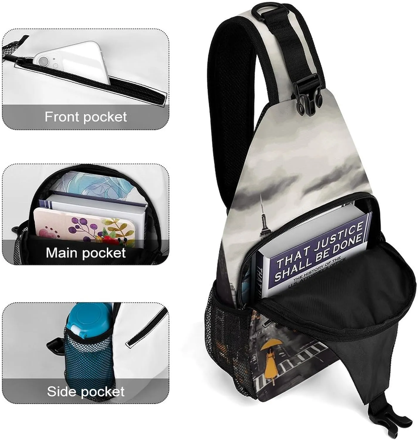Lightweight Chest Bag Crossbody Bag Love from New York Sling Backpack for Women Men Sports Travel
