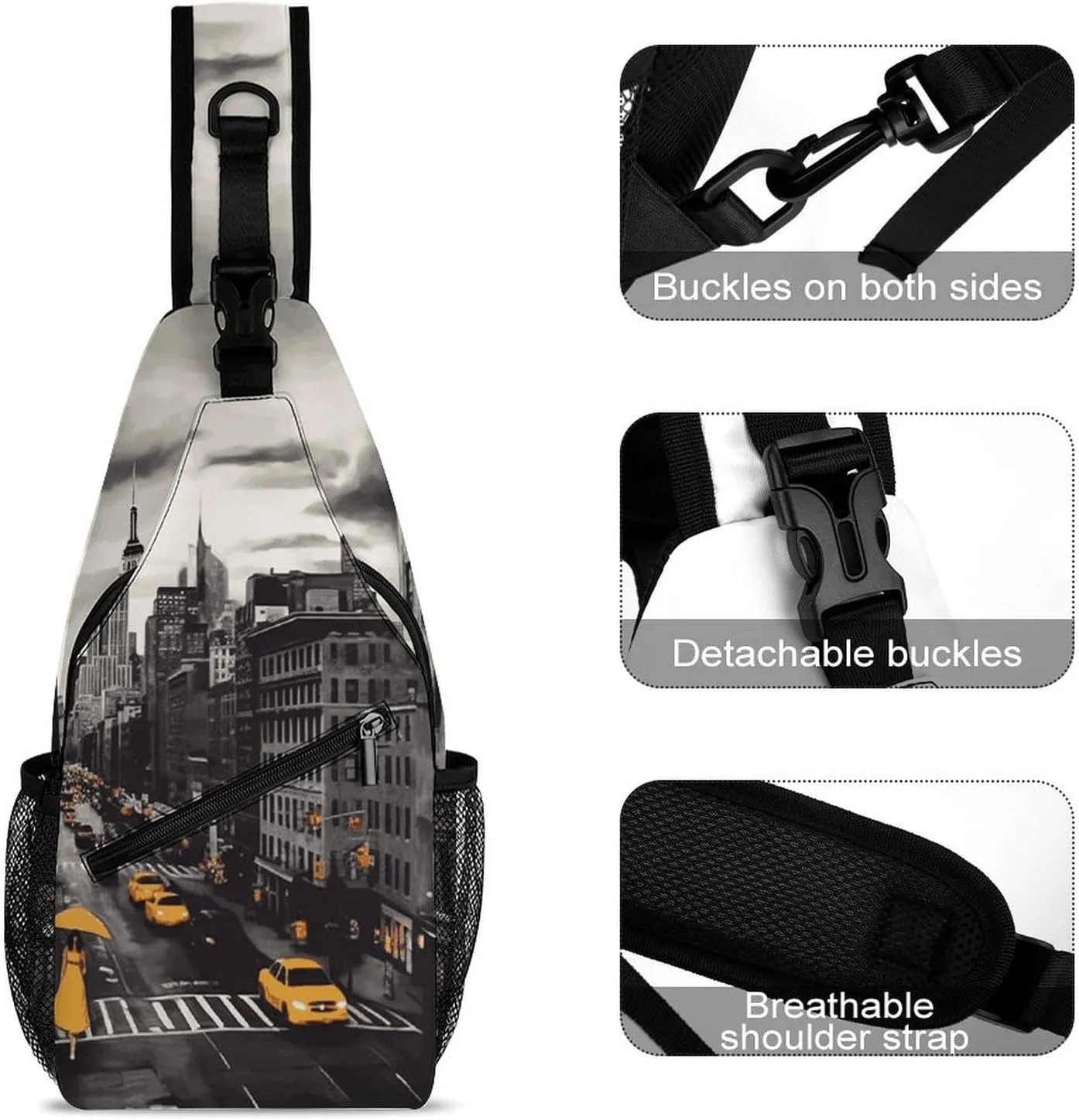 Lightweight Chest Bag Crossbody Bag Love from New York Sling Backpack for Women Men Sports Travel