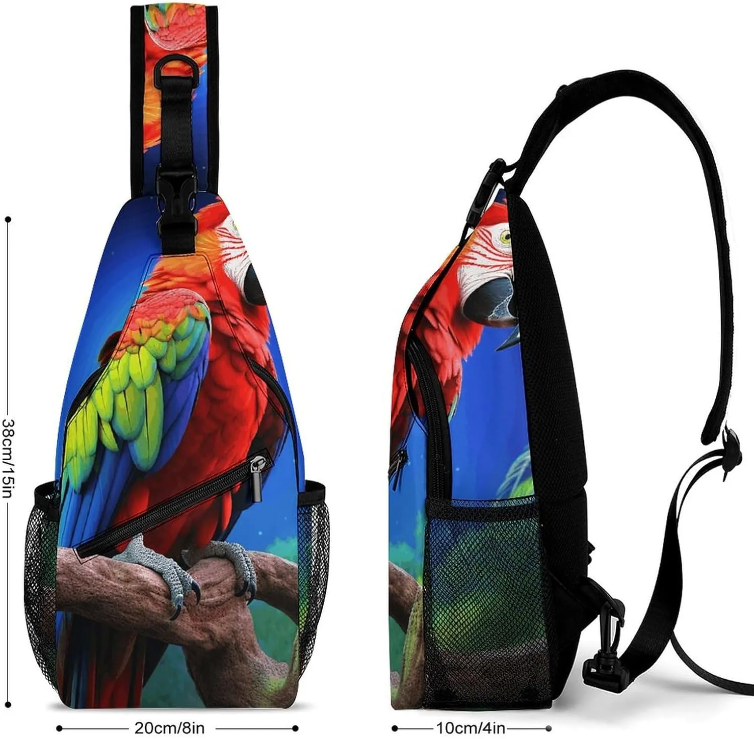 Lightweight Chest Bag Crossbody Bag Parrot Sling Backpack for Women Men Sports Travel