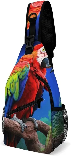 Lightweight Chest Bag Crossbody Bag Parrot Sling Backpack for Women Men Sports Travel
