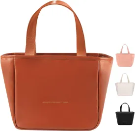 Lunch Box for Women, Lunch Bag for Women Simple Reusable Insulated Lunch Tote Bag Cute Cooler Food Storage Bags for Work, Office or Picnic (Brown)