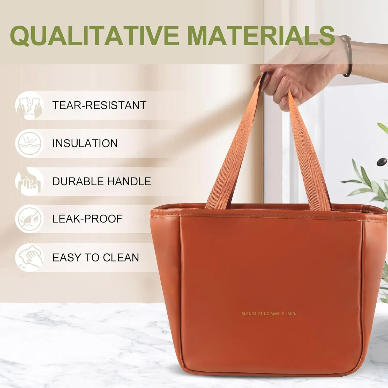 Lunch Box for Women, Lunch Bag for Women Simple Reusable Insulated Lunch Tote Bag Cute Cooler Food Storage Bags for Work, Office or Picnic (Brown)