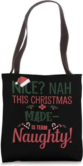 MADELEINE Personalized Christmas Naughty Nice MADELEINE Name Tote Bag