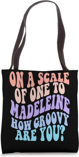 MADELEINE Personalized Name Cute Retro Girls Groovy Birthday Tote Bag