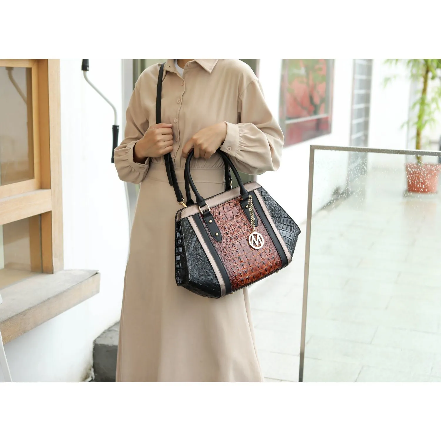 MKF Collection Daisy Two PCS Croco Satchel bag & Wallet by Mia K