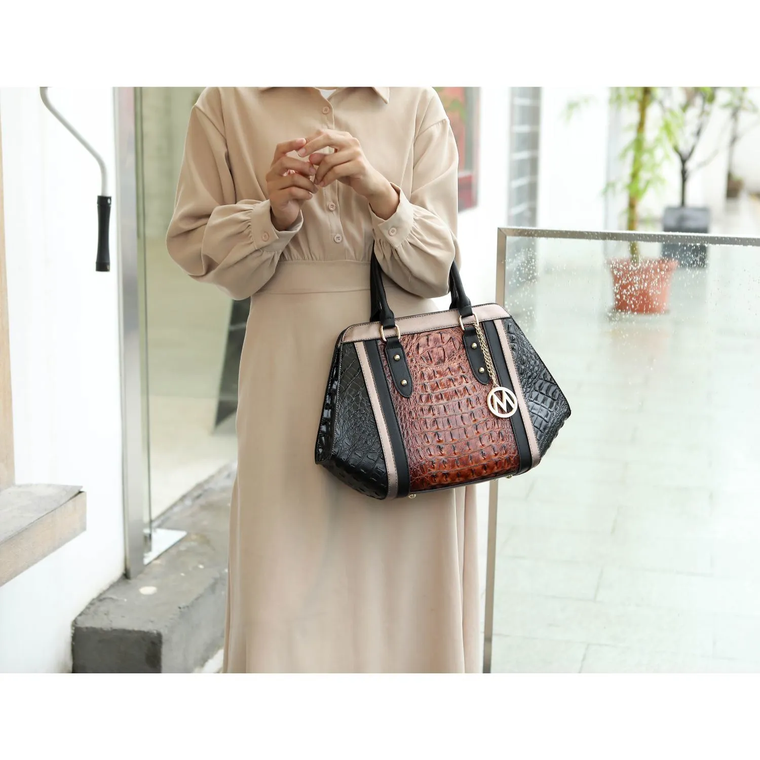 MKF Collection Daisy Two PCS Croco Satchel bag & Wallet by Mia K