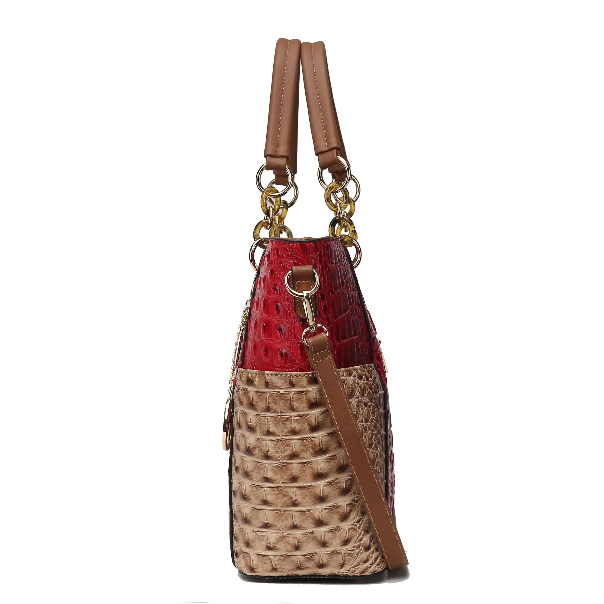 MKF Collection Merlina Faux Crocodile Embossed Vegan Leather Women Tote Bag with matching Wallet by Mia k