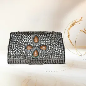 Mosaic Designer Metal Clutch | Silver