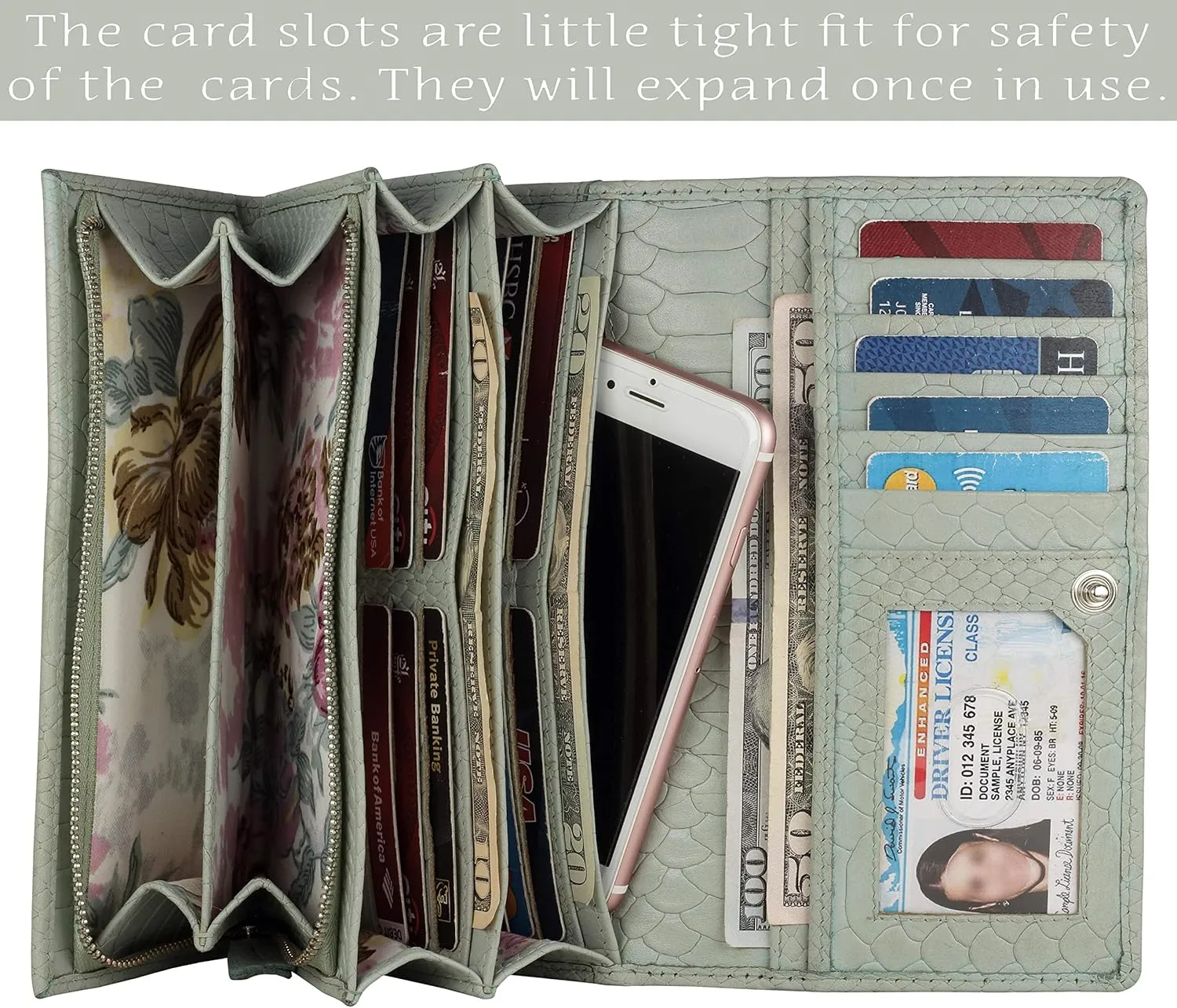 Mou Meraki Women RFID Blocking Genuine Leather Bifold Wallet-Clutch For Women-Shield Against Identity Theft