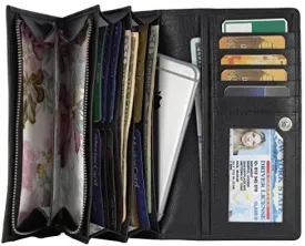 Mou Meraki Women RFID Blocking Genuine Leather Bifold Wallet-Clutch For Women-Shield Against Identity Theft
