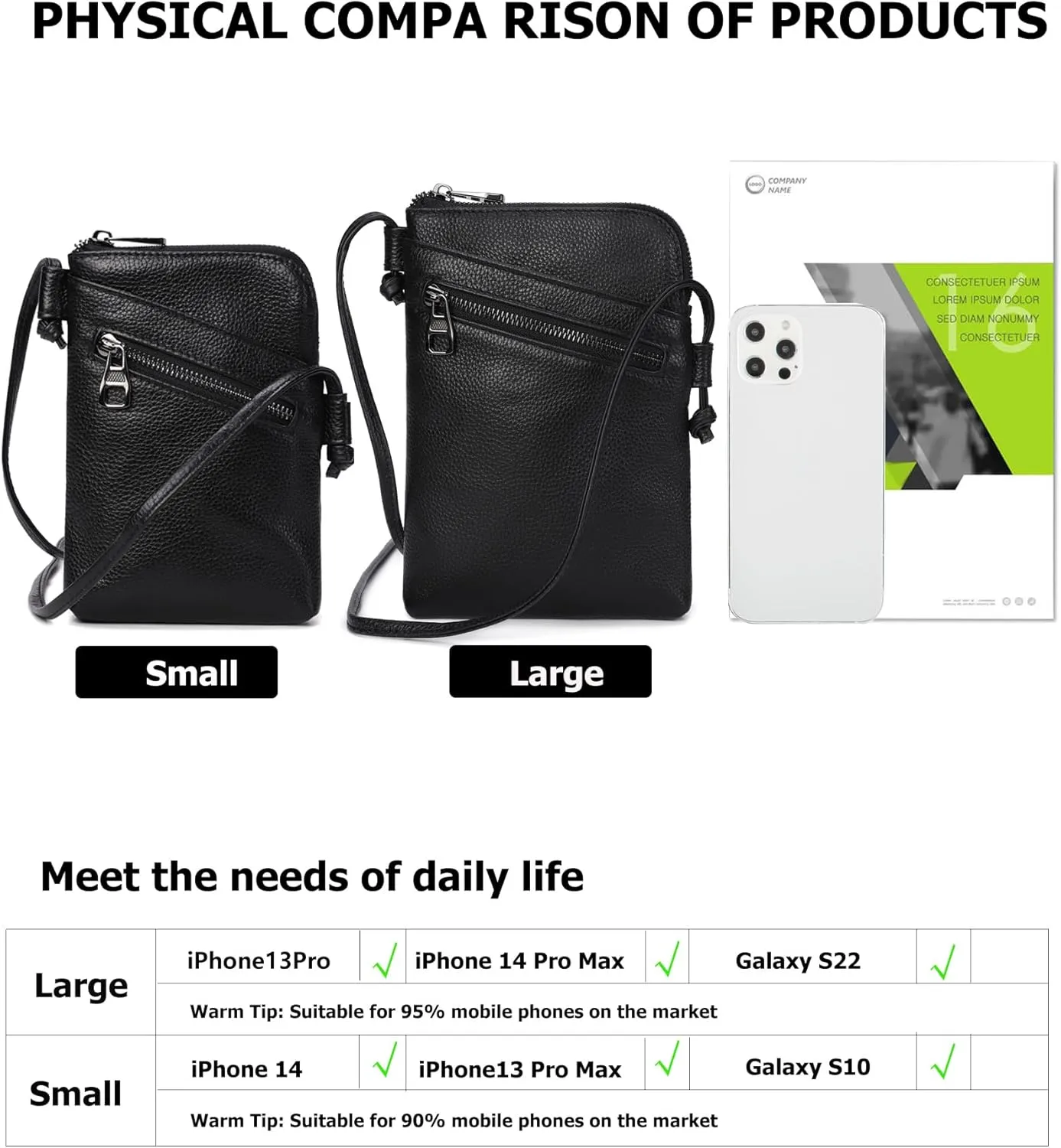 myfriday Genuine Leather Small Crossbody Purses for Women Universal Mini Cell Phone Purse - Small/Large Size Option