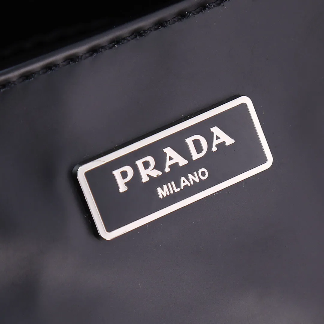 PD230  Prada Cleo Brushed Leather Shoulder Bag with Flap / 6.1x1.6x8.6inch