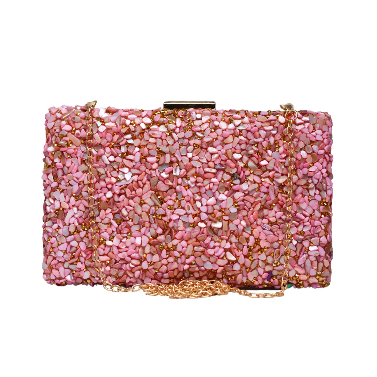 Pink Gravel Stone Metallic Evening Clutch