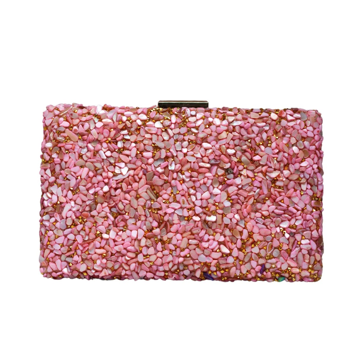 Pink Gravel Stone Metallic Evening Clutch