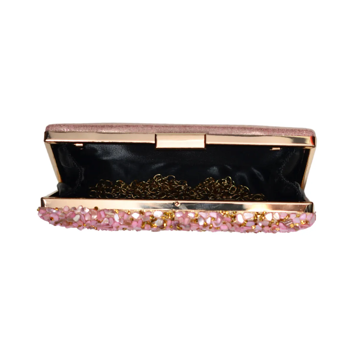 Pink Gravel Stone Metallic Evening Clutch